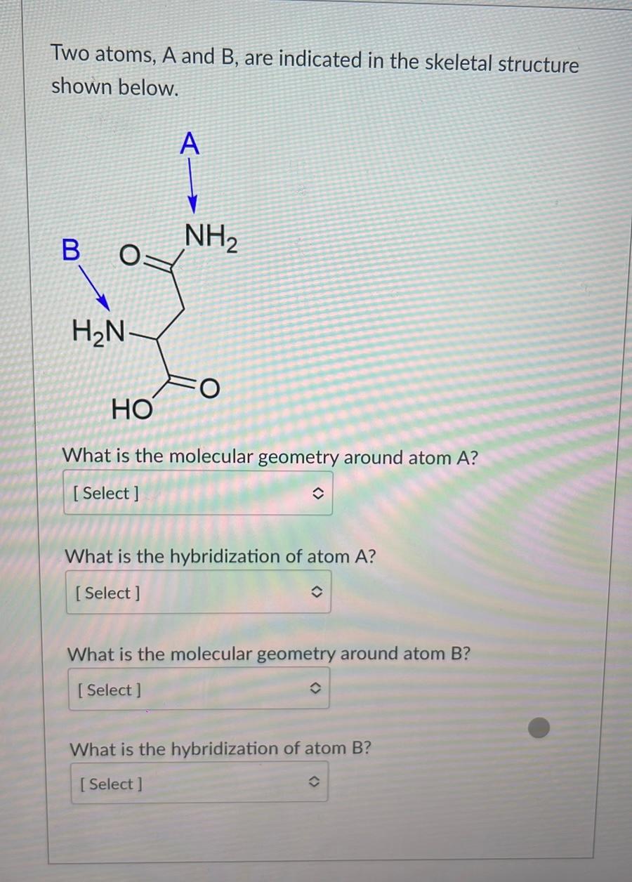 Solved Two Atoms, A And B, Are Indicated In The Skeletal | Chegg.com