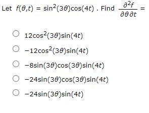 Solved Let F 0 T Sin 30 Cos 4t Find 22f Ae At 12c Chegg Com
