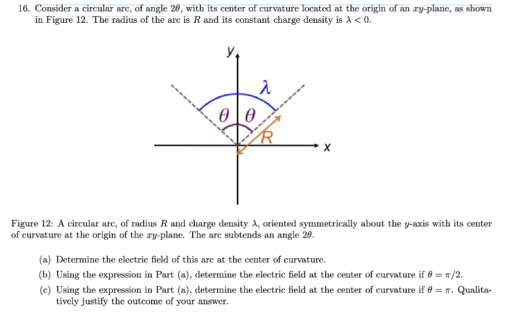 Solved 16. Consider a circular arc, of angle 20, with its | Chegg.com