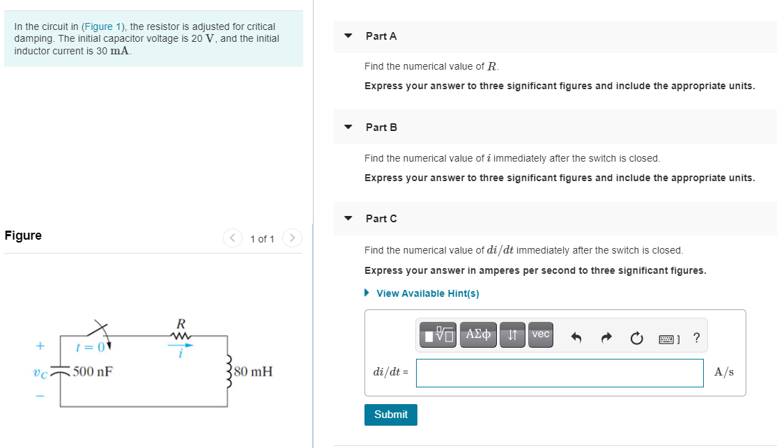 Solved In The Circuit In (Figure 1), The Resistor Is | Chegg.com