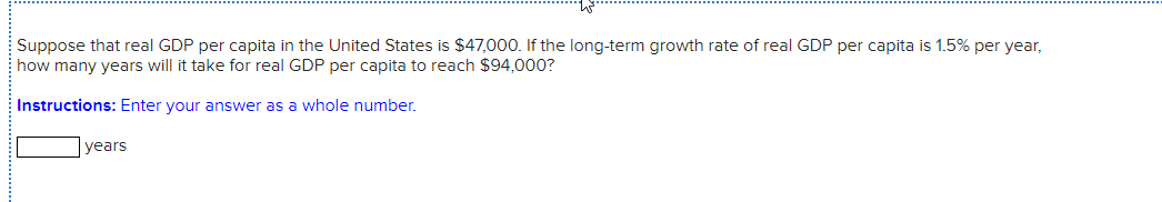 Solved Suppose that real GDP per capita in the United States | Chegg.com