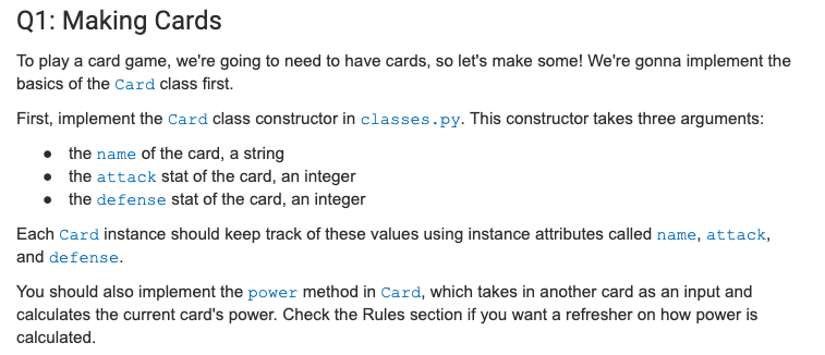 Solved Q1: Making Cards To play a card game, we're going to | Chegg.com