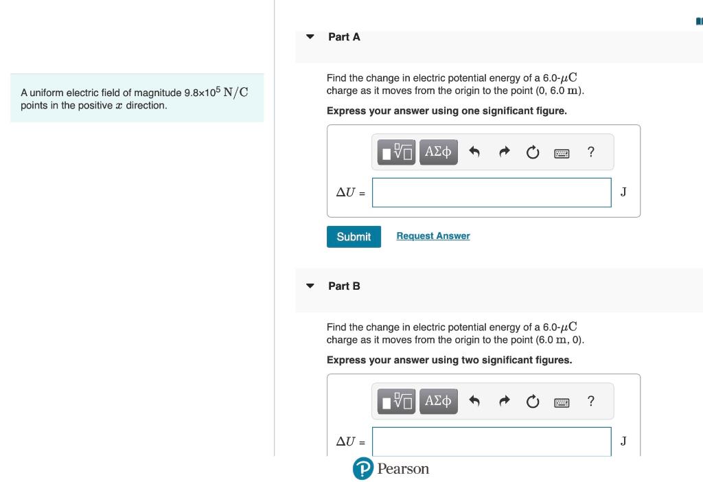 Solved Find the change in electric potential energy of a | Chegg.com
