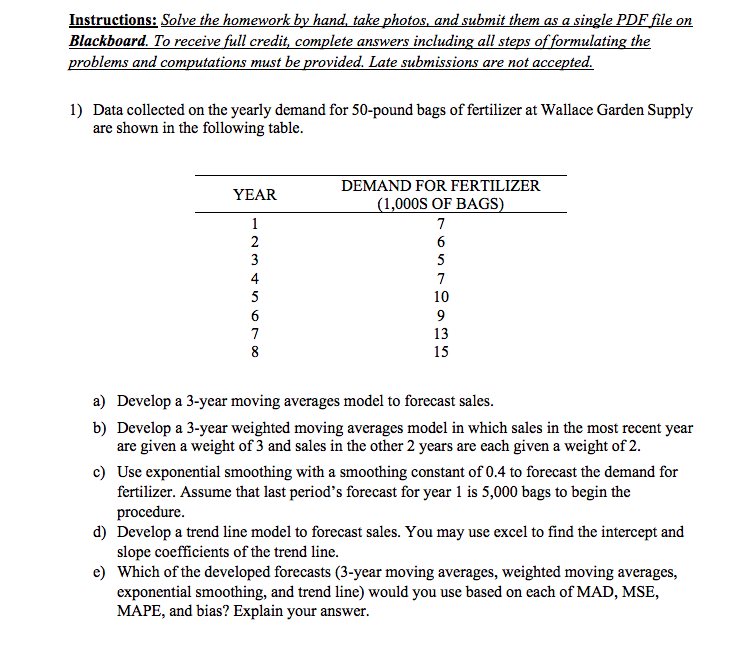 Solved Instructions: Solve the homework by hand, take | Chegg.com