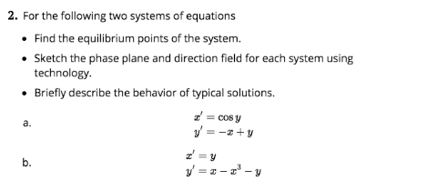 Solved 2. For the following two systems of equations . Find | Chegg.com