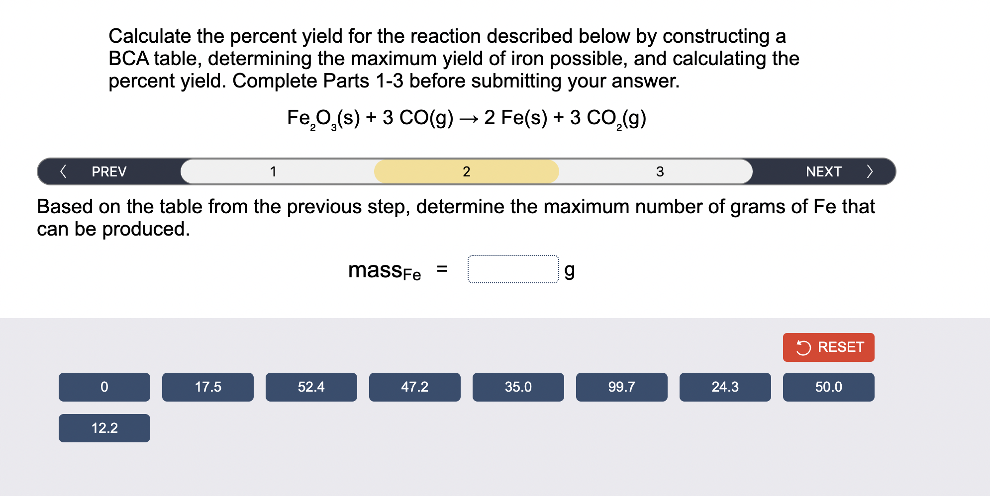 Solved Calculate The Percent Yield For The Reaction | Chegg.com