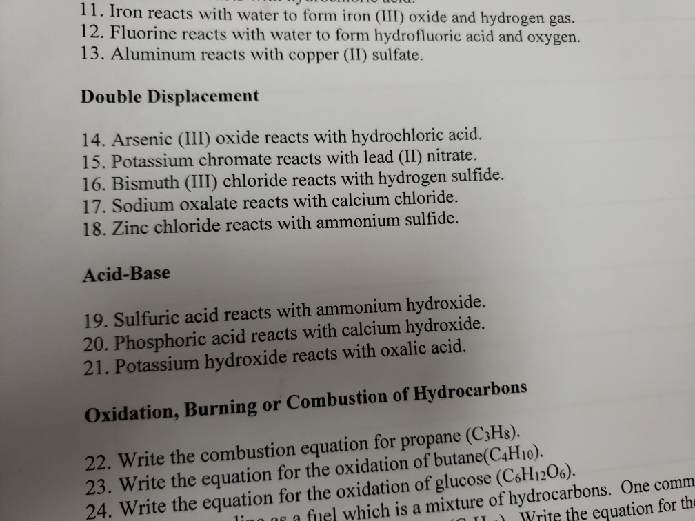 Solved 11. Iron reacts with water to form iron (III) oxide