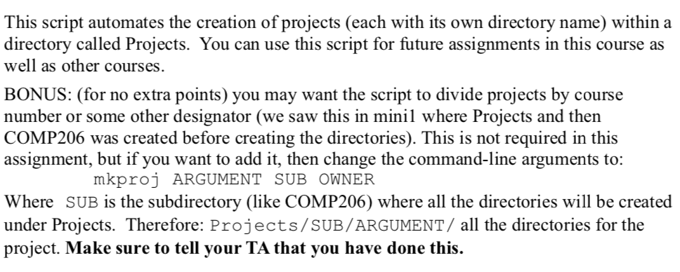 Solved QUESTION 1: A Project Setup Script Software | Chegg.com