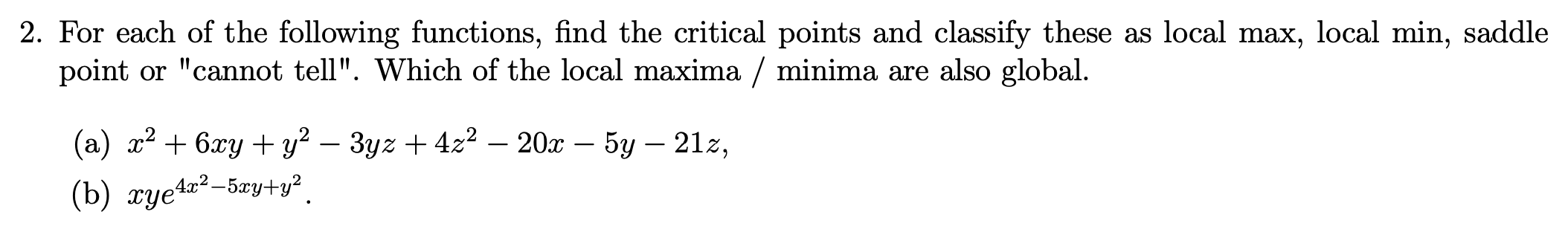 Solved 2. For each of the following functions, find the | Chegg.com