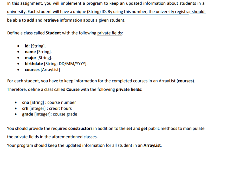 Solved In this assignment, you will implement a program to | Chegg.com