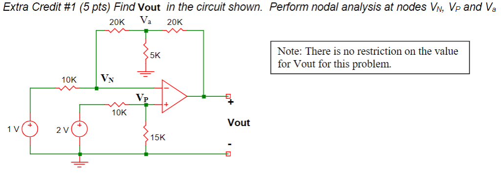 Solved Extra Credit #1 (5 pts) Find Vout in the circuit | Chegg.com