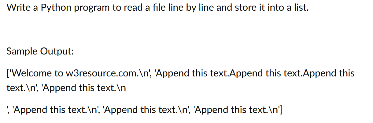 Solved Write A Python Program To Read A File Line By Line | Chegg.Com