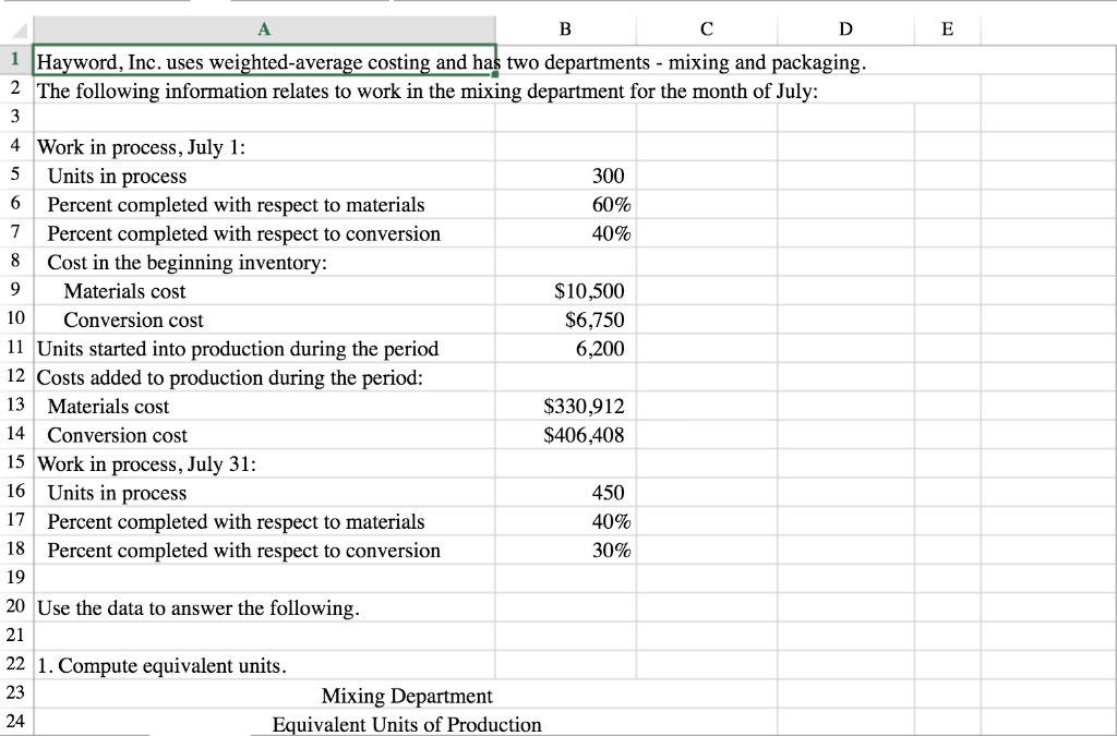 Solved PLEASE SOLVE AND DETAIL AN EXCEL FORMULA FOR | Chegg.com