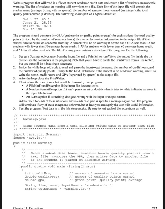 Solved Write a program that will read in a file of student | Chegg.com