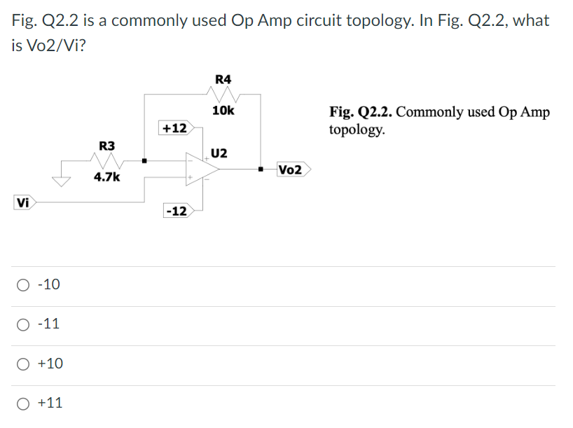 Solved Fig. Q2.2 is a commonly used Op Amp circuit topology. | Chegg.com