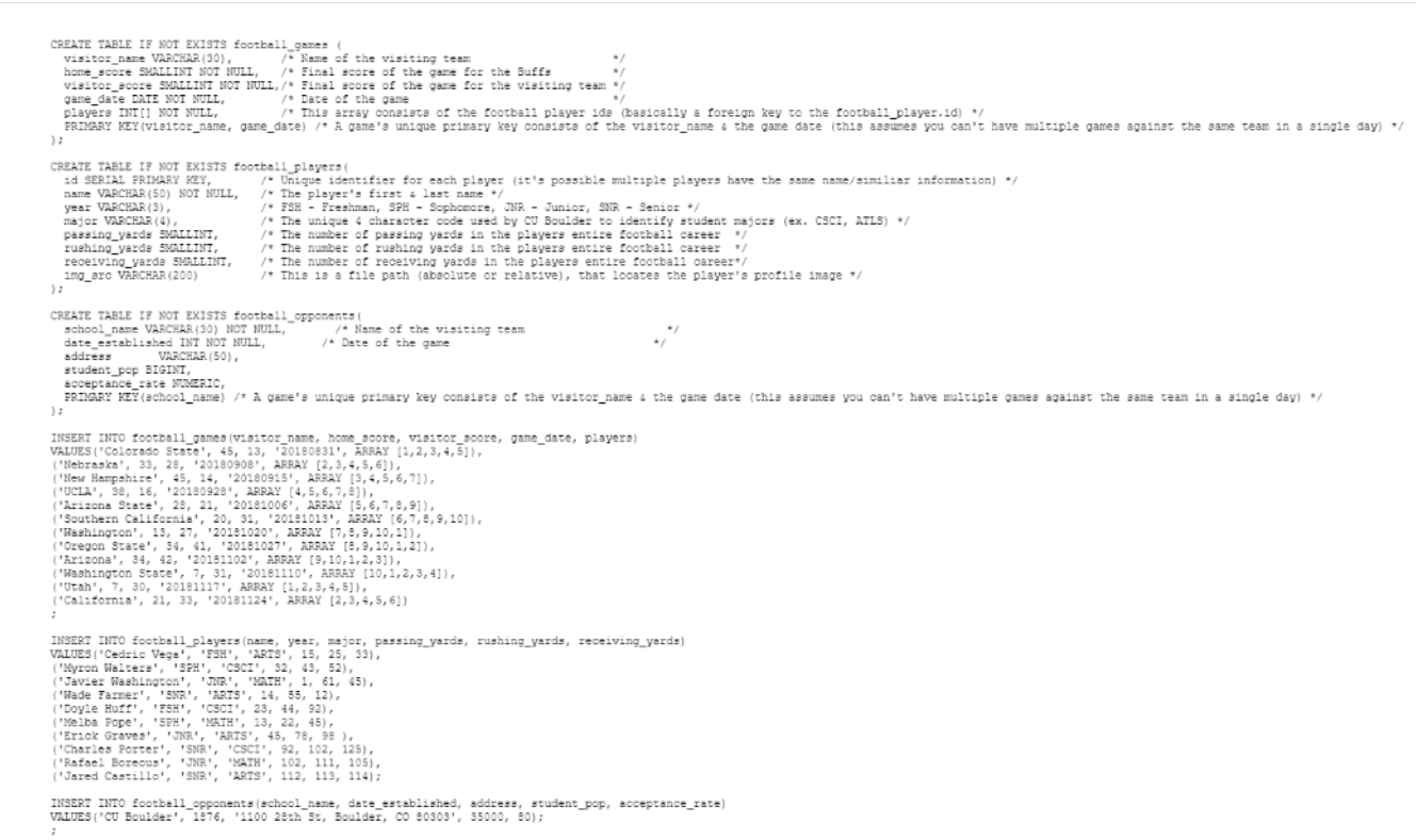 Solved 1-Write a script to list all of the games played | Chegg.com