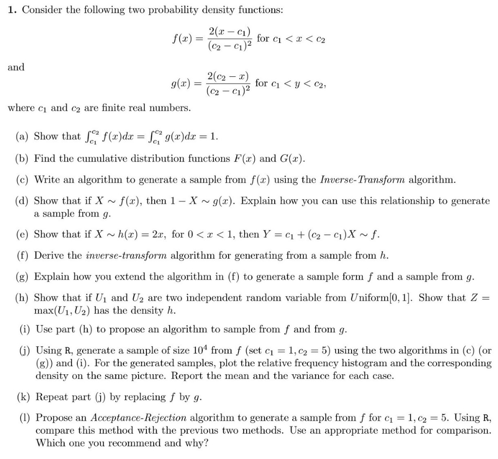 Solved 1 Consider The Following Two Probability Density Chegg Com