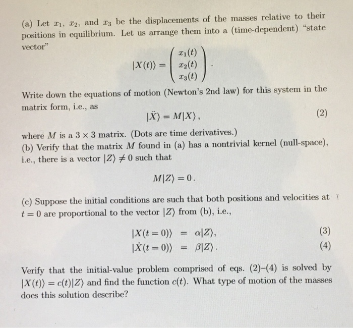 Solved 3. Consider three equal masses (mass m each) that can | Chegg.com