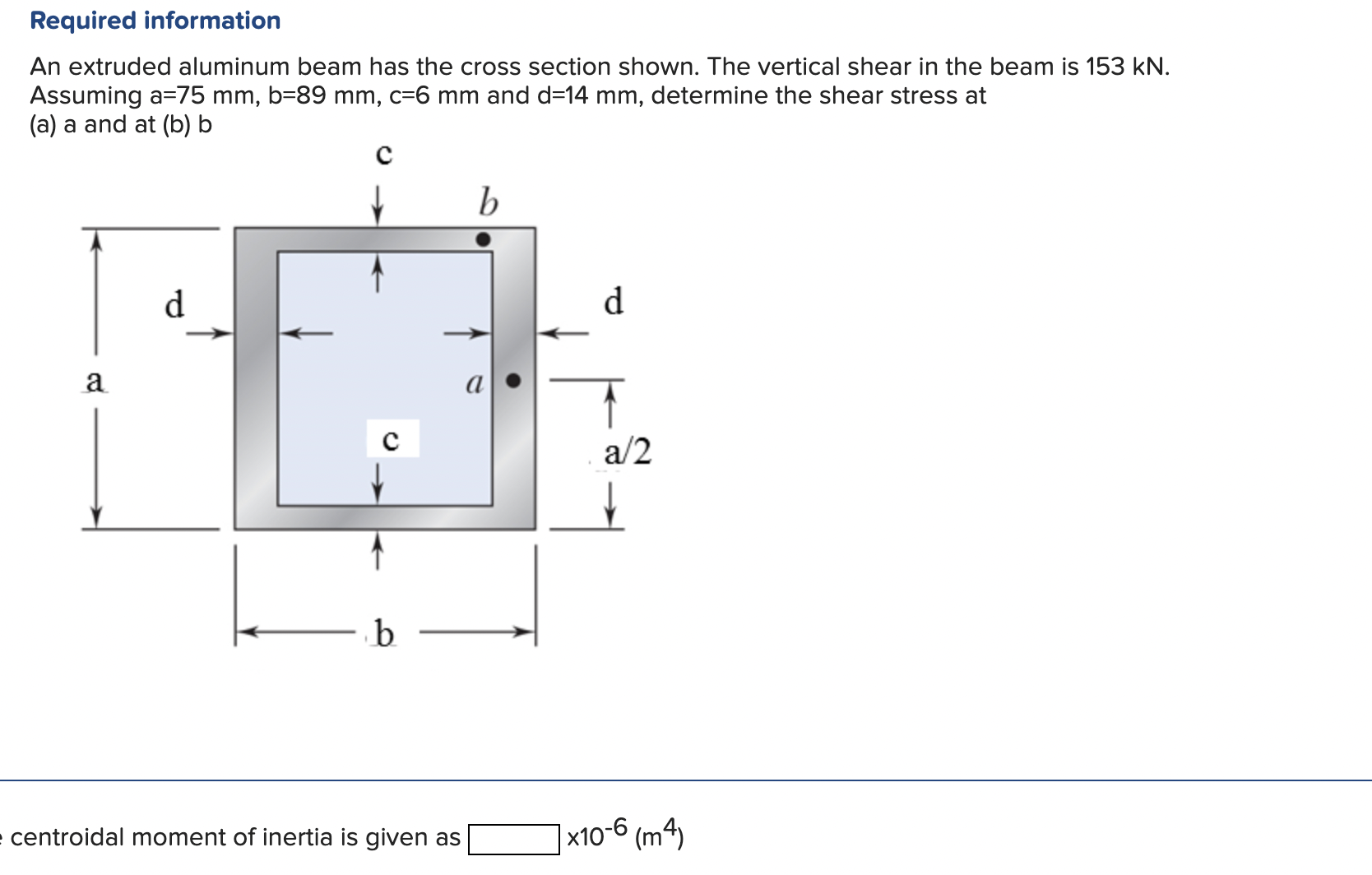 Solved An extruded aluminum beam has the cross section