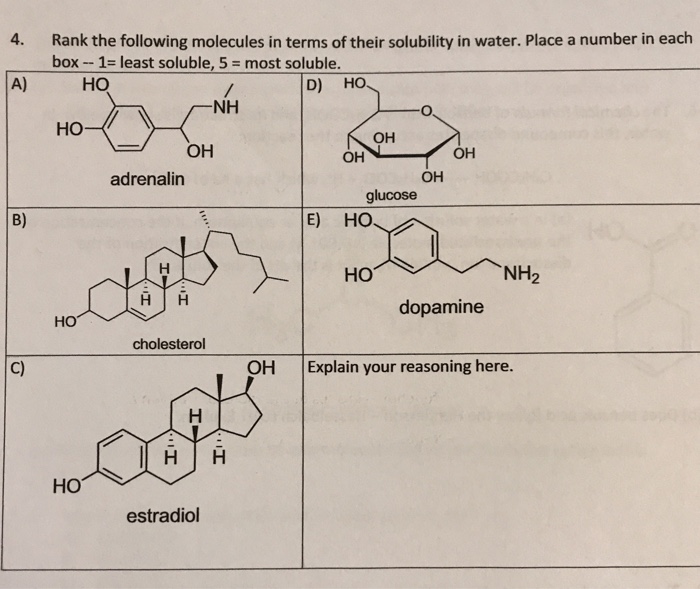 Solved Rank the following molecules in terms of their | Chegg.com