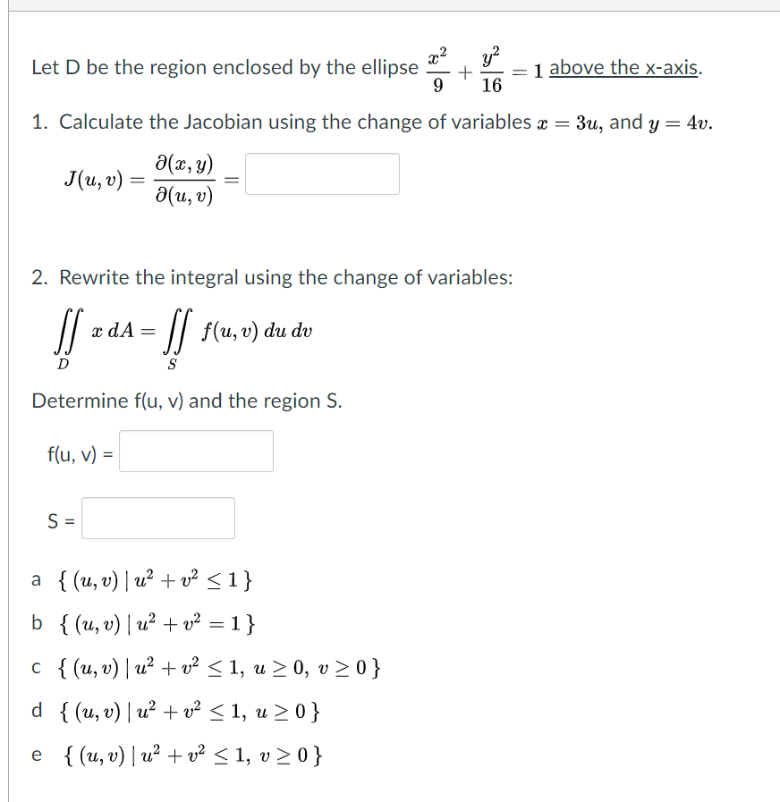 Solved Let D Be The Region Enclosed By The Ellipse Y2 Chegg Com