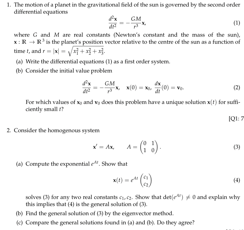 Solved 1. The motion of a planet in the gravitational field | Chegg.com