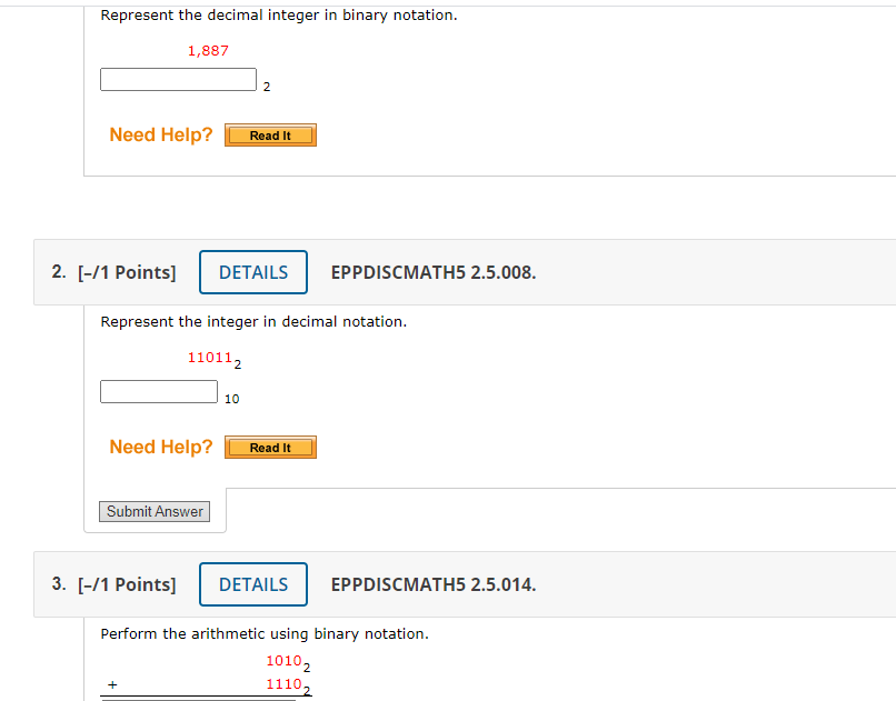 Solved Represent the decimal integer in binary notation. | Chegg.com