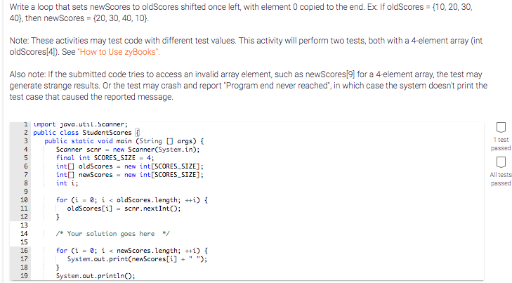 Solved Write a loop that sets newScores to oldScores shifted | Chegg.com