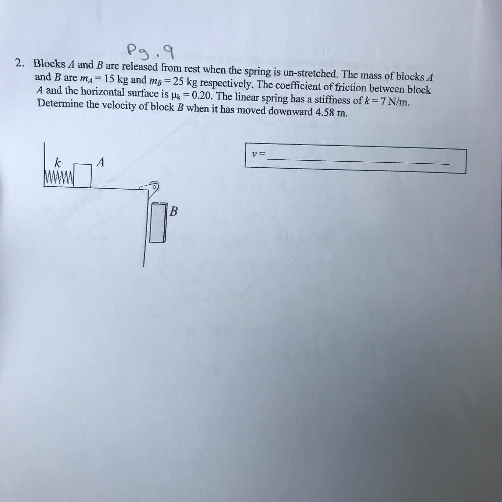 Solved Po.a Blocks A and B are released from rest when the | Chegg.com