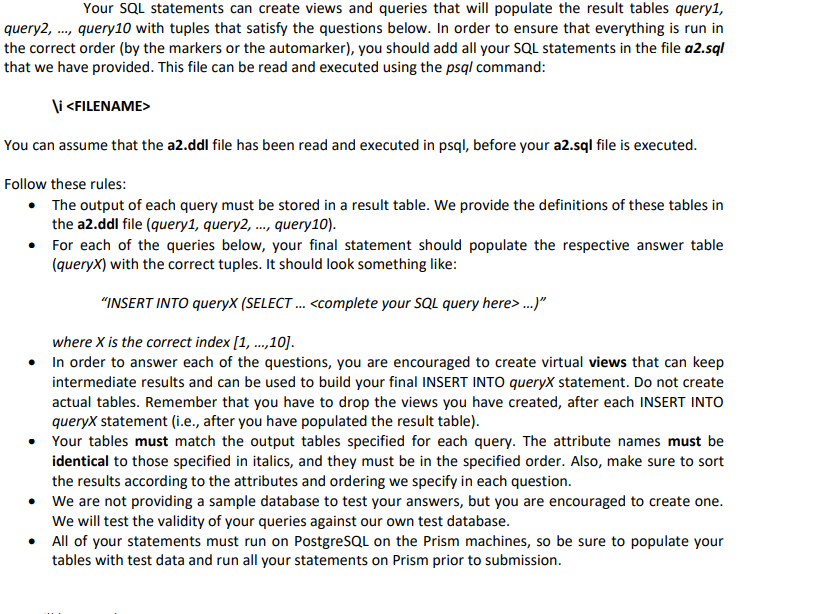 Your SQL statements can create views and queries that | Chegg.com