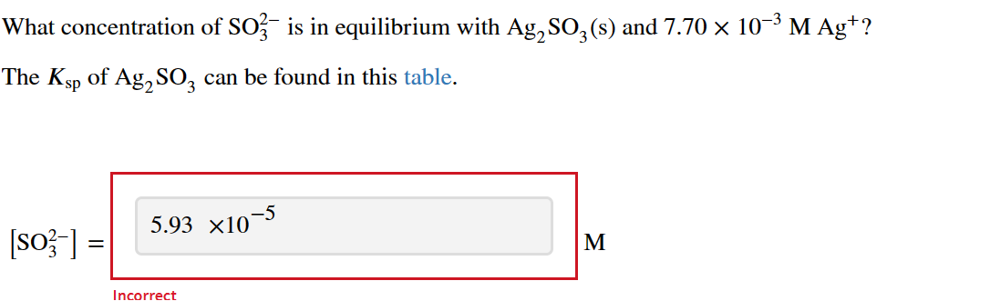 Solved What concentration of SO32− is in equilibrium with | Chegg.com