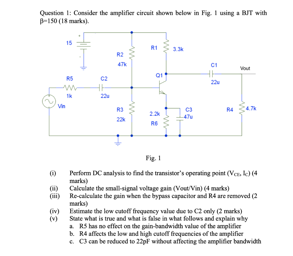 Solved Question 1: Consider The Amplifier Circuit Shown | Chegg.com