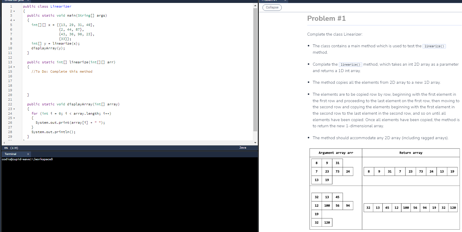 Solved Collapse Problem #1 public class Linearizer { public | Chegg.com