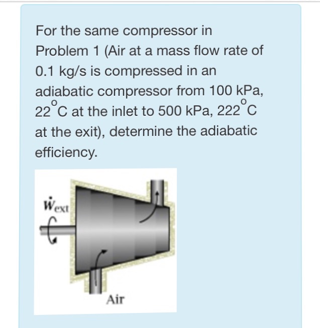 Solved For the same compressor in Problem 1 (Air at a mass