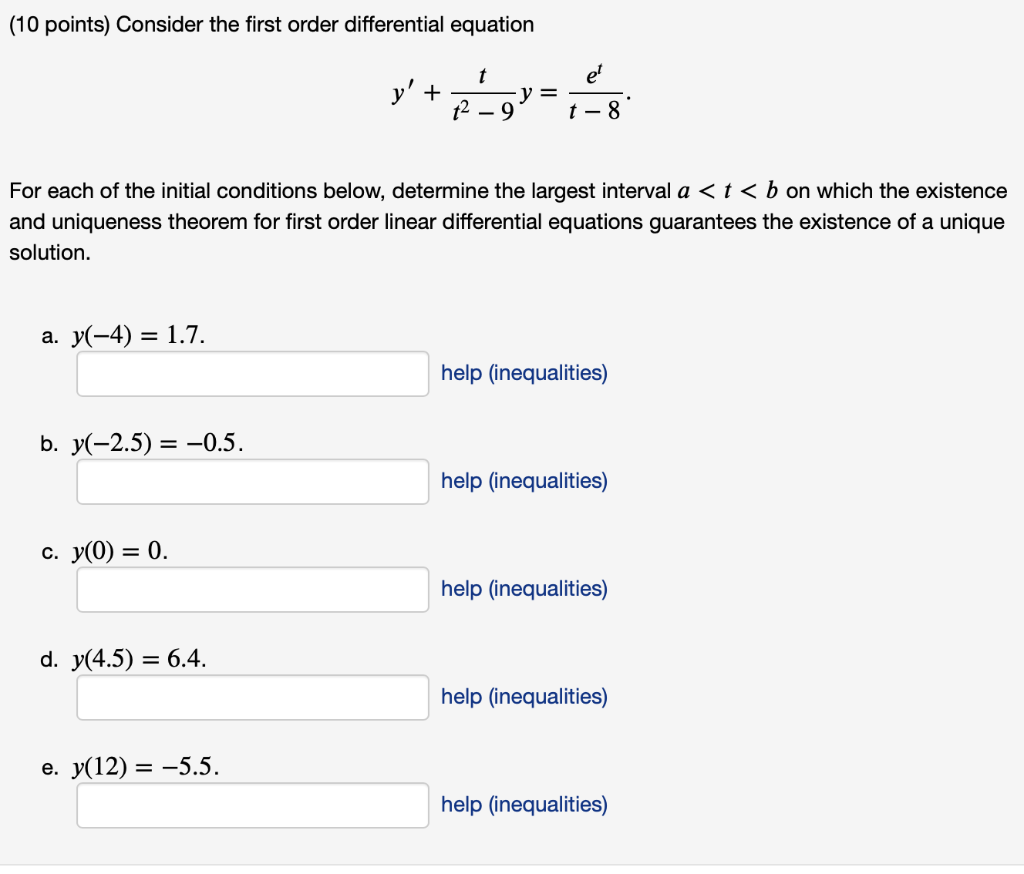 Solved (10 points) Consider the first order differential | Chegg.com