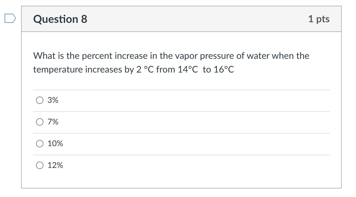 Solved Question 8 1 pts What is the percent increase in the | Chegg.com