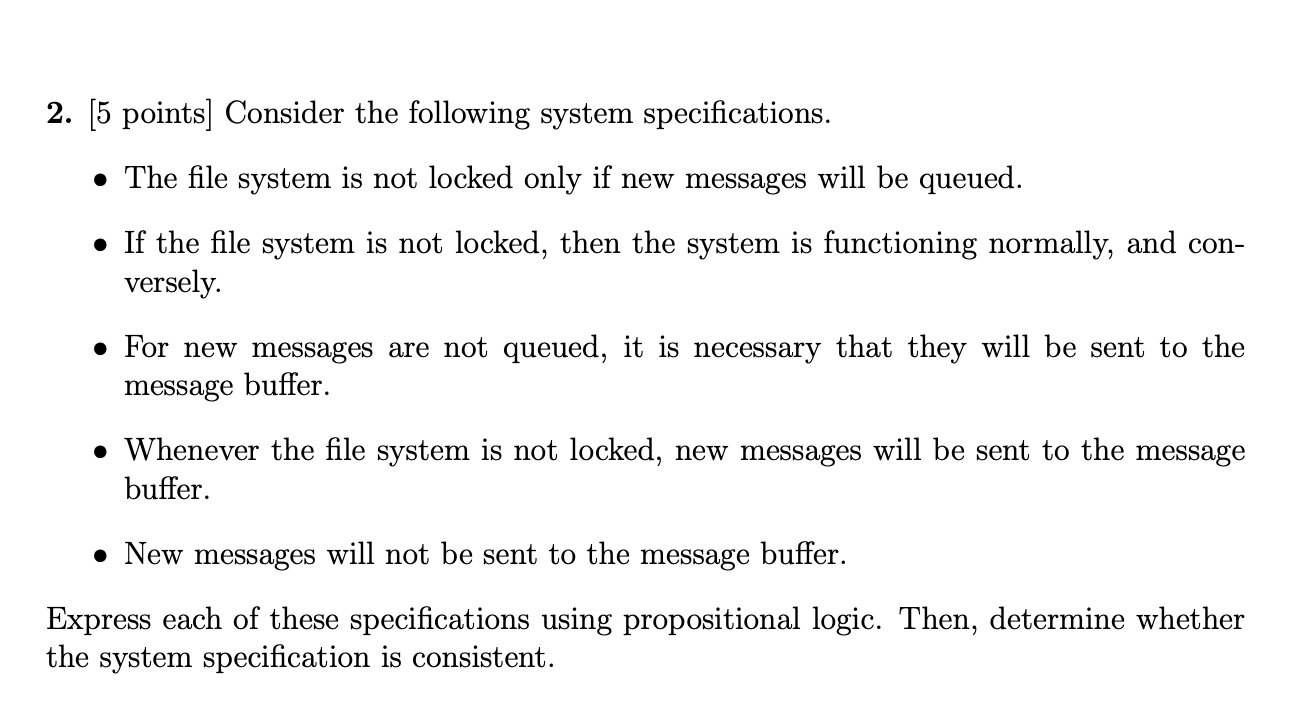 2. [5 Points] Consider The Following System 