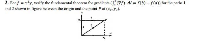 Solved 2. For f = x’y, verify the fundamental theorem for | Chegg.com