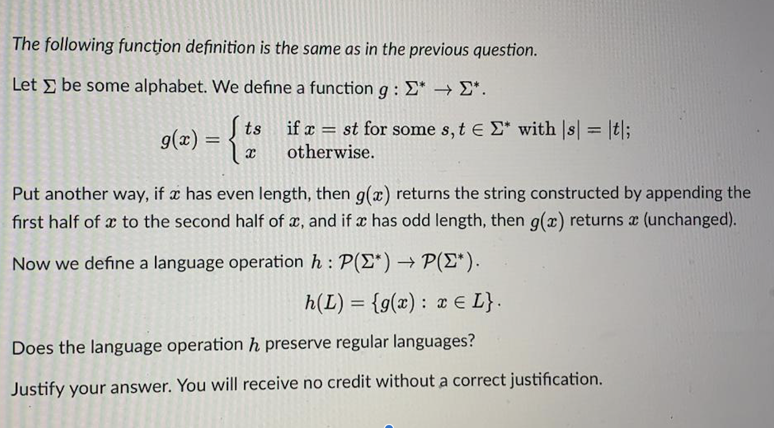 Solved The Following Function Definition Is The Same As I Chegg Com