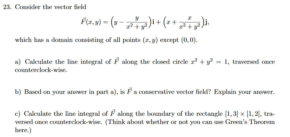 Solved 23 Consider The Vector Field F X Y Y 22 Z Chegg Com