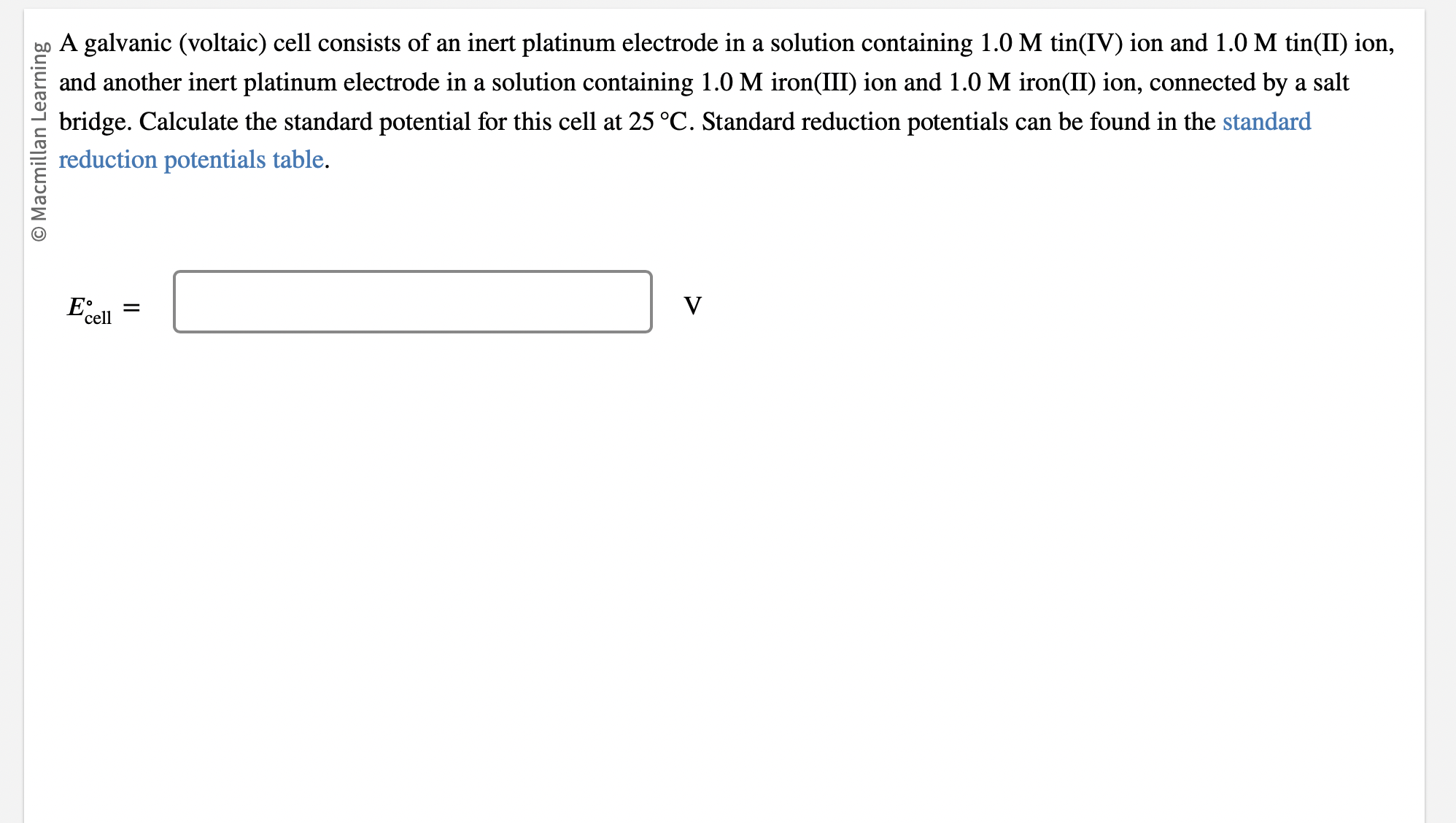 Solved A galvanic (voltaic) cell consists of an inert | Chegg.com