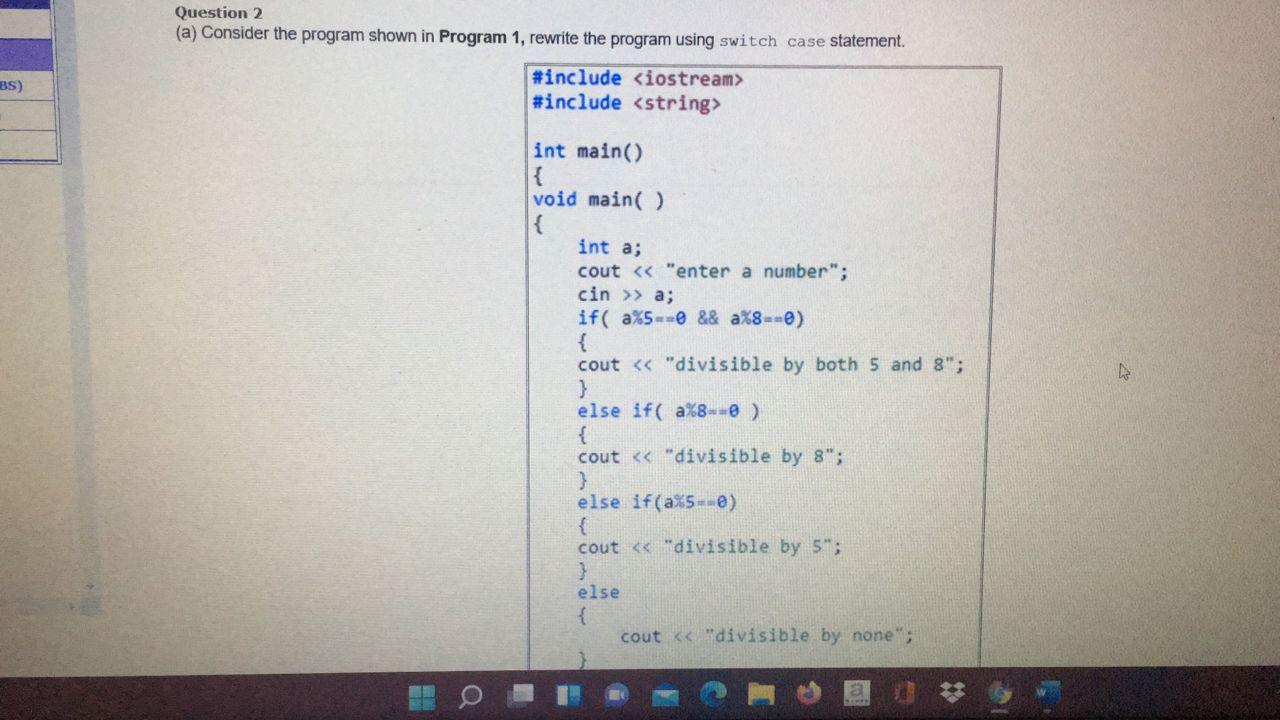 Solved Question 2 (a) Consider the program shown in Program | Chegg.com