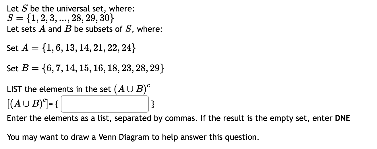 Solved Let S be the universal set, where: | Chegg.com