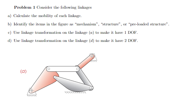 Solved Problem 1 Consider the following linkages a) | Chegg.com