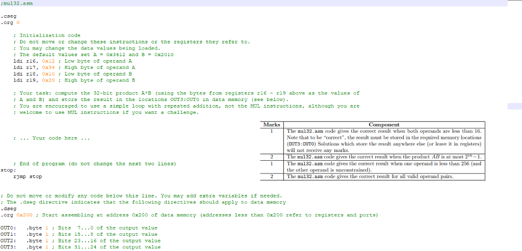 AVR language code. Let A and B be 16-bit unsigned | Chegg.com