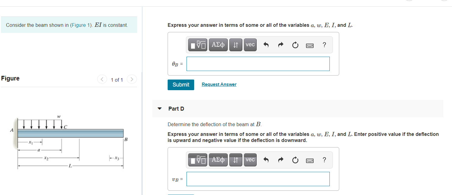 Solved Consider the beam shown in (Figure 1). El is | Chegg.com