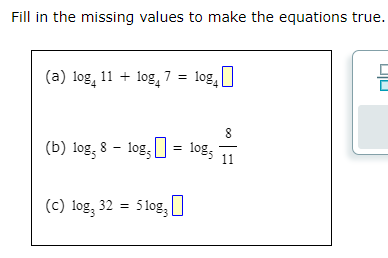 Solved Fill in the missing values to make the equations | Chegg.com