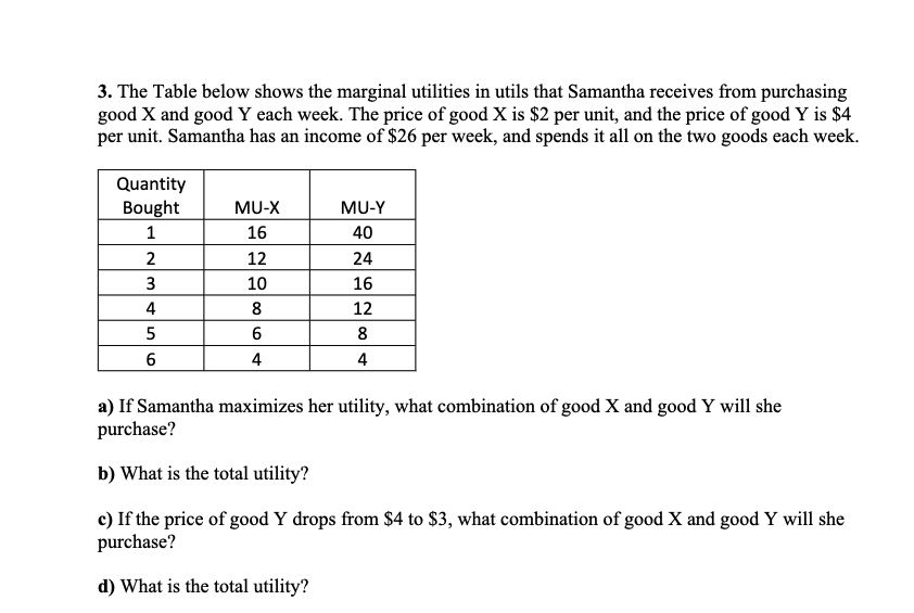 Solved Question 10 The table below shows the marginal