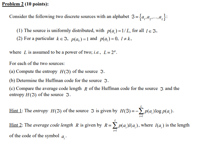 Solved Problem 2 (10 points): Consider the following two | Chegg.com