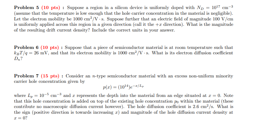 Solved Problem 5 (10 Pts) : Suppose A Region In A Silicon 